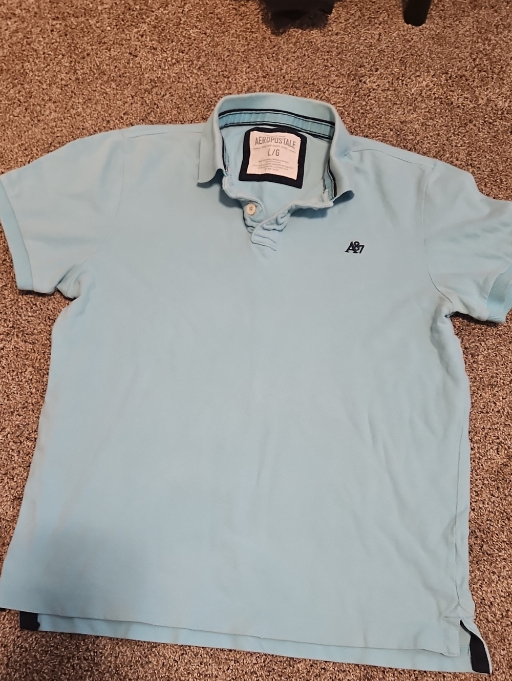 Aeropostale Light Blue Men’s Polo with A87 Embroidery Y2K